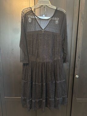 Torrid Black Lace Swiss Dot Skater Dress